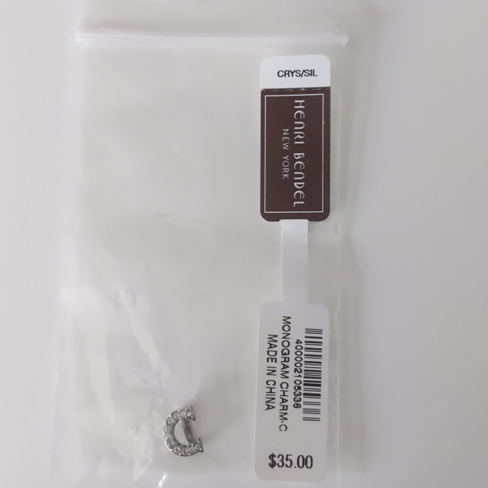 NWT henri bendel 'C' monogram silver charm